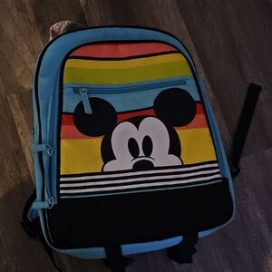 Disney Mickey Mouse Striped Kids Backpack - Blue and Black